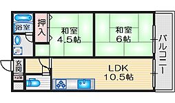 新南千里マンション 2LDKの間取図画像