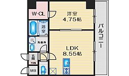 パーラム豊津 1LDKの間取図画像
