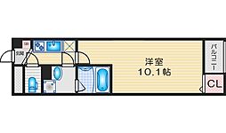 ミモザ服部天神 1Kの間取図画像