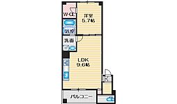 ベルフール吹田 1LDKの間取図画像