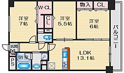 ヴィアーレ佐井寺 3LDKの間取図画像