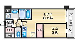 アドバンス江坂東デパール 1LDKの間取図画像