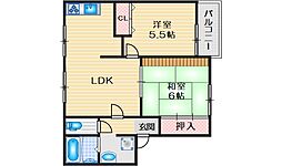 本町北パークハイム 2LDKの間取図画像