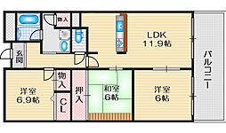 メゾンドール江坂 3LDKの間取図画像