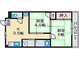 三功マンション 2Kの間取図画像