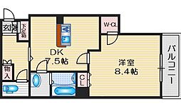 プレシェルト 1DKの間取図画像