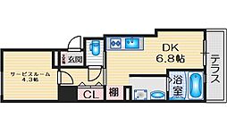 ソレイユ服部 1DKの間取図画像