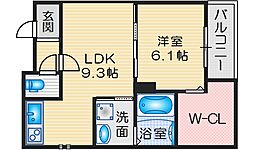 豊中市庄内西町2丁目アパート 1LDKの間取図画像