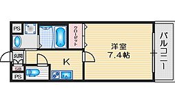 ロイヤルクイーンズパーク吹田 1Kの間取図画像