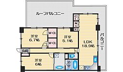 メロディーハイム豊中エスプライム 3LDKの間取図画像