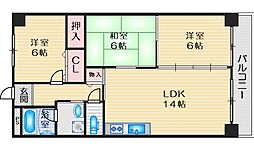 グリーンハイム千里2 3LDKの間取図画像