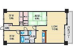 東千里OMパレス-1 3LDKの間取図画像