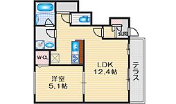 クリスタル三和 1LDKの間取図画像