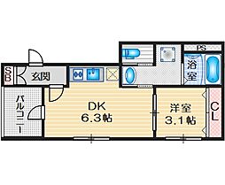 Laugh Sunny II 1DKの間取図画像