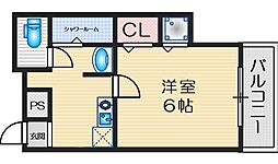 グランドステージ江坂 1Kの間取図画像
