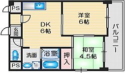 グラン・メゾン内本町 2DKの間取図画像