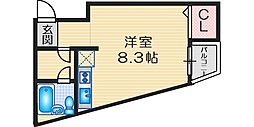 サラダボール 1Kの間取図画像