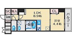 グランセジュール江坂パーカー江坂ビル 1LDKの間取図画像