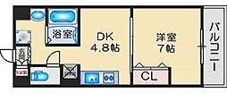 第17関根マンション 1DKの間取図画像