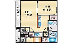 ベロクオーレ三国橋 1LDKの間取図画像