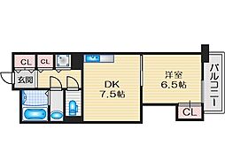 シティコート豊中二葉町 1DKの間取図画像
