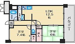 コートアメニティ江坂 2LDKの間取図画像