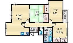 プラ・ディオ箕面スカイヴィラ 3LDKの間取図画像