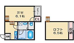LaLuce清和園町 1Kの間取図画像