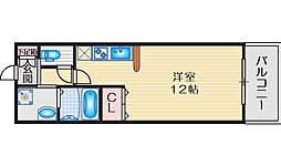 ニッケノーブルハイツ江坂 ワンルームの間取図画像