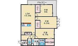 パレドゥソレイユ 3LDKの間取図画像