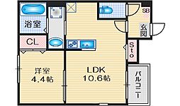 ハーモニーテラス蛍池中町 1LDKの間取図画像