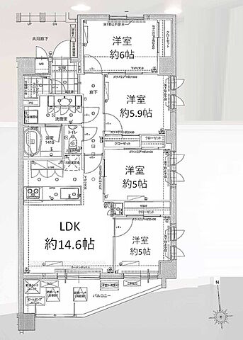 間取り ミオカステーロ調布緑地公園 4階/-