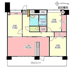 Seagarden船小路 10階3LDKの間取り