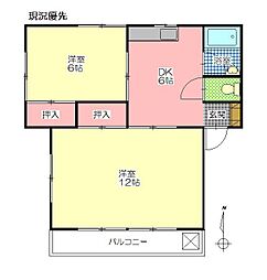 楠マンション 2DKの間取図画像