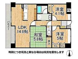 サンメゾン若江岩田 3LDKの間取図画像