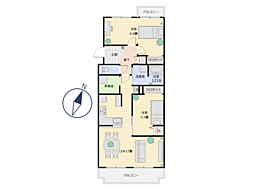 オリーブハイツ枚方長尾4号棟 2SLDKの間取図画像