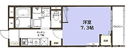 仙台市地下鉄東西線 大町西公園駅 徒歩14分の賃貸アパート 3階1Kの間取り