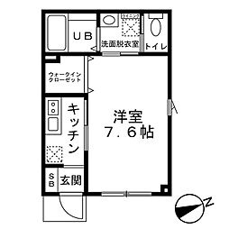 仙台市営南北線 台原駅 徒歩8分の賃貸アパート 1階1Kの間取り