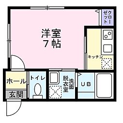 仙台市営南北線 北仙台駅 徒歩9分の賃貸アパート 2階1Kの間取り