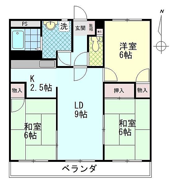 サザンブライト城南 403｜大分県大分市城南南1丁目(賃貸アパート3LDK・4階・77.40㎡)の写真 その3