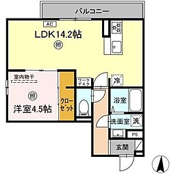 PREMILIFE須賀 2階1LDKの間取り