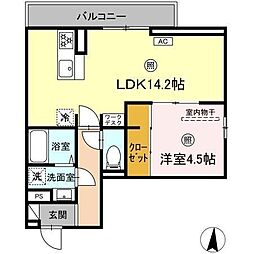 PREMILIFE須賀 3階1LDKの間取り