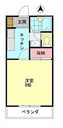 サトウハイツ 1Kの間取図画像
