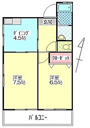 ドリーム山一 2DKの間取図画像
