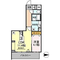 Dimorare 1LDKの間取図画像