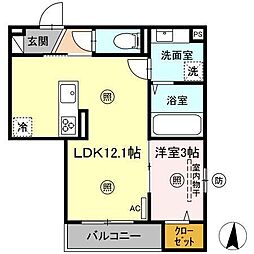 プレミライフ寿町 1LDKの間取図画像