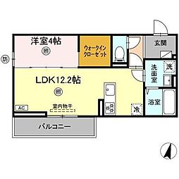 Dグラシア千代町 1LDKの間取図画像