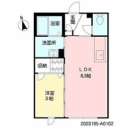 ヒルズ上野 1LDKの間取図画像