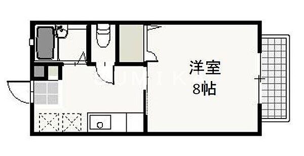 ピアチェーレ　Ａ ｜岡山県岡山市北区津島福居2丁目(賃貸アパート1K・2階・26.49㎡)の写真 その2