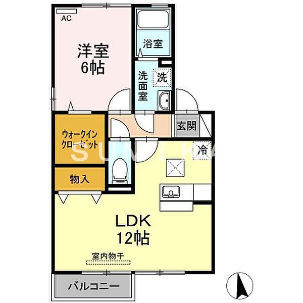 ローズパレスなごみ　B棟 ｜岡山県岡山市南区米倉(賃貸アパート1LDK・1階・45.42㎡)の写真 その2